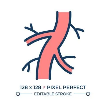 Medical circulatory system science pixel perfect line color icon Illustration