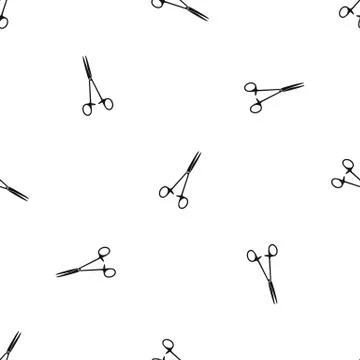 Medical clamp scissors pattern seamless black Stockillustratie