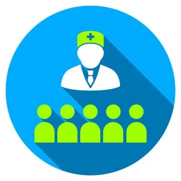 Medical Class Flat Round Icon with Long Shadow Illustrazione stock