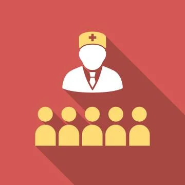 Medical Class Flat Square Icon with Long Shadow Illustrazione stock