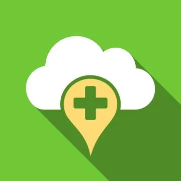 Medical Cloud Flat Long Shadow Square Icon Illustrazione stock