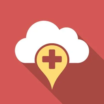 Medical Cloud Flat Square Icon with Long Shadow Illustrazione stock