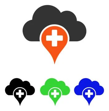 Medical Cloud Flat Vector Icon イラスト素材