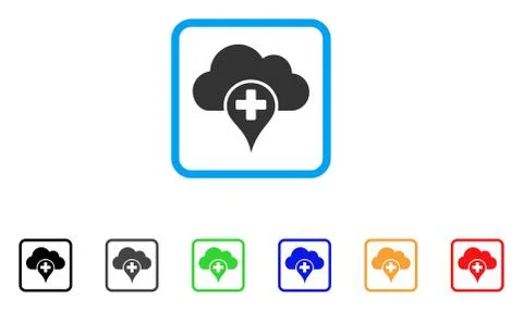Medical Cloud Framed Vector Icon 스톡 일러스트