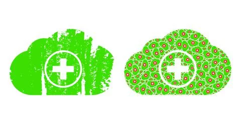 Medical Cloud Icon Recursive Composition and Grunge Textured Icon Illustrazione stock
