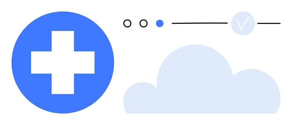 Medical Cloud Service Concept with Loading Indicator and Checkmark Stock Illustration