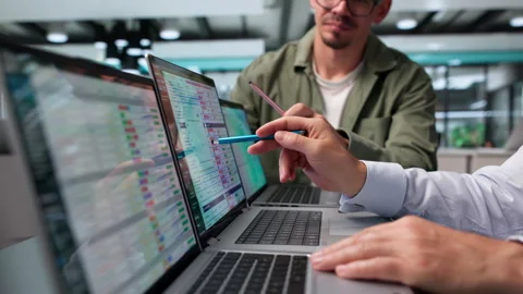 Medical Coder And Analyst Review Billing Reports Carefully Stock Footage 347295942