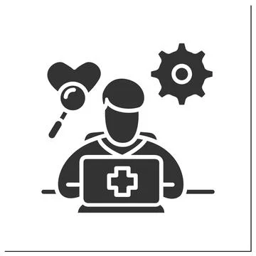 Medical coder glyph icon Stock Illustration