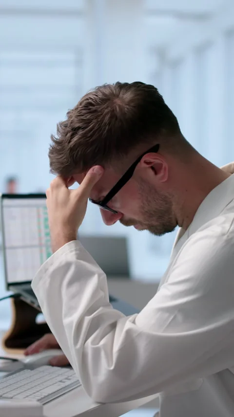 Medical Coder Looks Tired Stock Footage 339894242