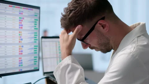 Medical Coder Looks Tired Stock Footage 342964612