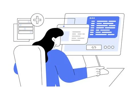 Medical coding isolated cartoon vector illustrations. Illustrazione stock