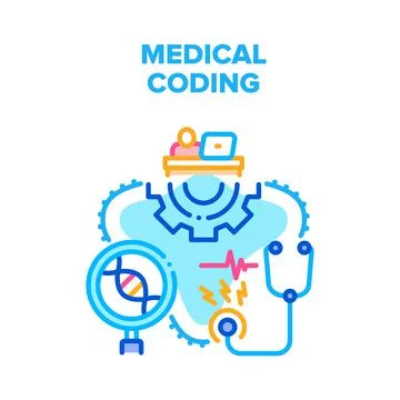 Medical Coding Vector Concept Color Illustration 스톡 일러스트