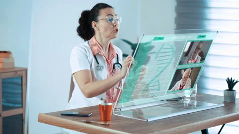 Medical collaboration in a virtual program during an online video conference Stock Footage 172265212