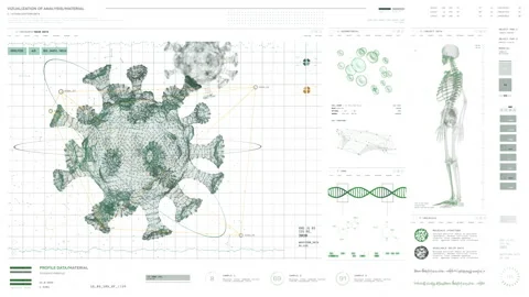 Medical Computer Analysis Program Scans Covid Virus Molecule Structure Biology Vídeos de archivo 163272225