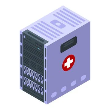Medical computer server icon, isometric style Stock Illustration