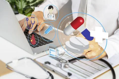 Medical concepts, drug use, instructions for use and basic health care nece.. Stock Photos