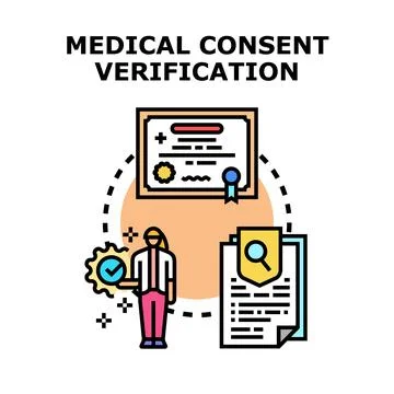 Medical consent verification process confirming patient agreement イラスト素材