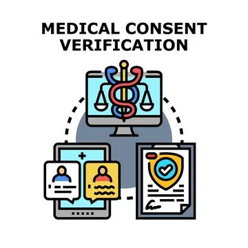 Medical consent verification process using digital health methods Stock Illustration