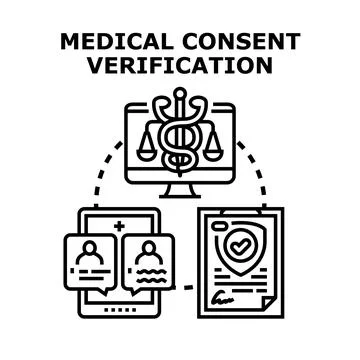 Medical consent verification process using digital health methods Stock Illustration