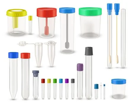 Medical containers for assembling human biomaterial, vector realistic empty Stock Illustration