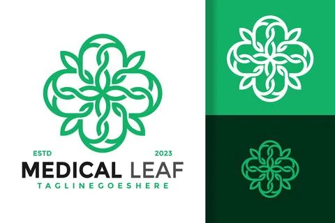 Medical cross leaf logo vector icon illustration 스톡 일러스트
