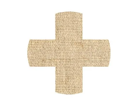 Medical cross patch burlap texture isolated on white Stock Photos
