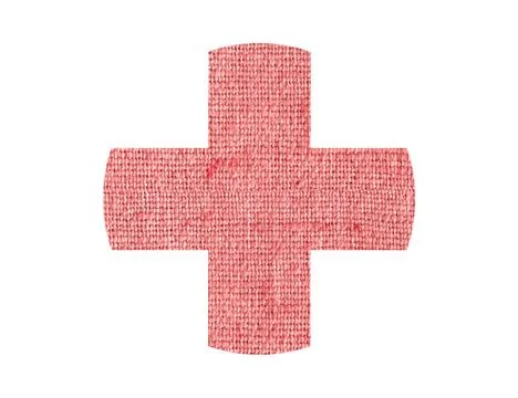 Medical cross patch burlap texture isolated on white Stock Photos
