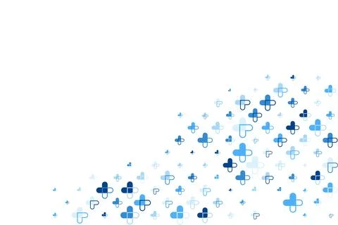 Medical Cross Pattern Vector Background with Clean Geometric Blue Outlined .. Stock Illustration
