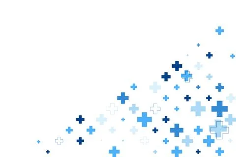 Medical Cross Pattern Vector Background with Clean Geometric Blue Shapes Stock Illustration