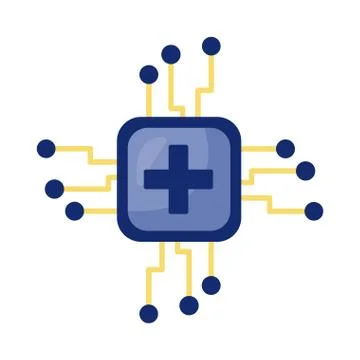 Medical cross symbol in processor computer detaild style 库存插图
