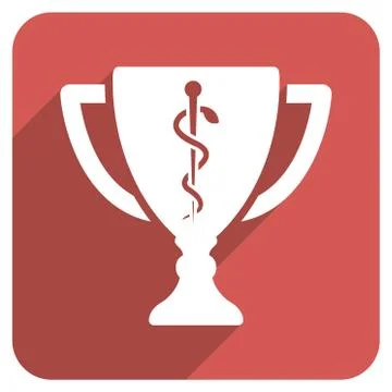 Medical Cup Flat Rounded Square Icon with Long Shadow Stock Illustration