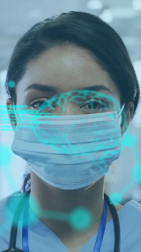 Medical data and molecular structures animation over healthcare professional in Stock Footage 341956859