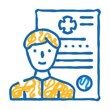 Medical data client information kyc icon doodle illustration 스톡 일러스트