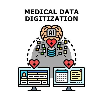 Medical data digitization using artificial intelligence concept Stock Illustration