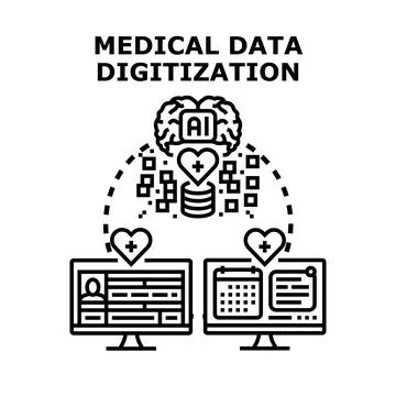 Medical data digitization using artificial intelligence concept Stock Illustration
