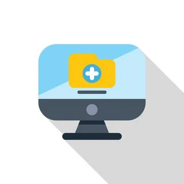 Medical data folder displaying on computer screen Stock Illustration