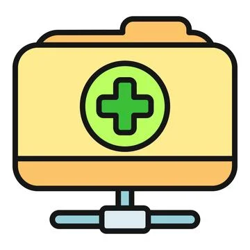 Medical data folder network icon storing patient records Stock Illustration