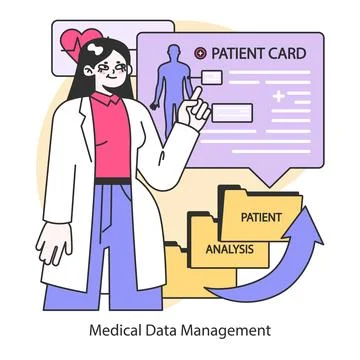 Medical Data Management concept. Flat vector illustration. イラスト素材