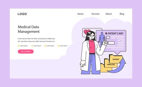 Medical Data Management concept. Flat vector illustration. Stock Illustration