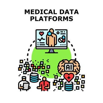 Medical data platforms managing patient health information 스톡 일러스트