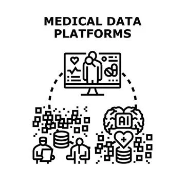 Medical data platforms managing patient health information Ilustração Stock