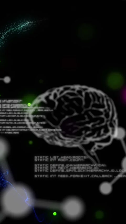 Medical data processing against colorful spots of light and digital waves on Stock Footage 324024427