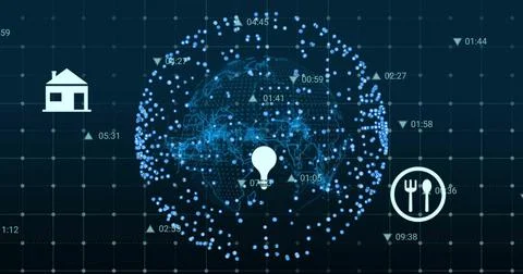Medical data processing image over digital globe with network connections Illustrazione stock