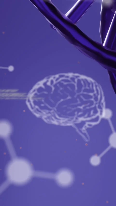Medical data processing over dna structure spinning against blue background Stock Footage 342607807