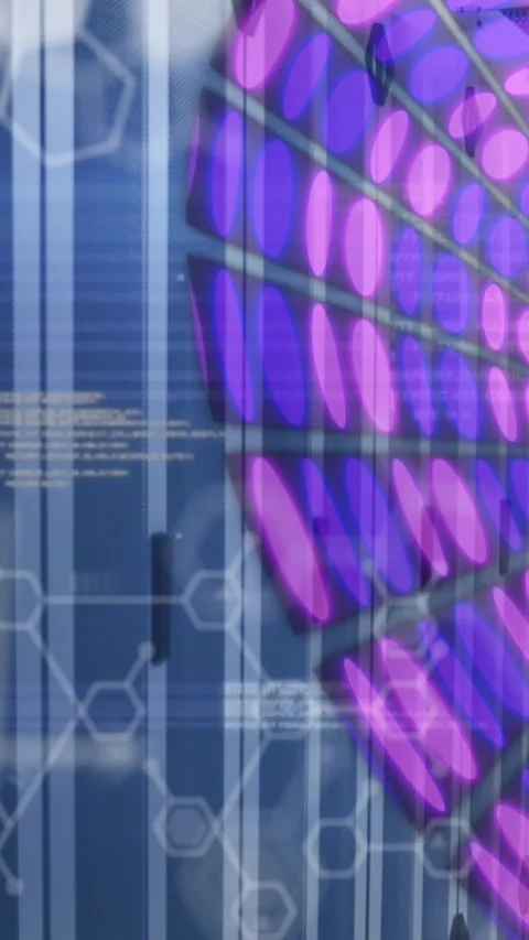 Medical data processing over purple glowing abstract circular shape against 動画素材 342594051