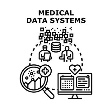 Medical data systems managing patient health analysis Stock Illustration