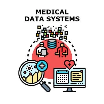 Medical data systems managing patient health analysis Stock Illustration