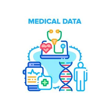 Medical Data Vector Concept Color Illustration 库存插图