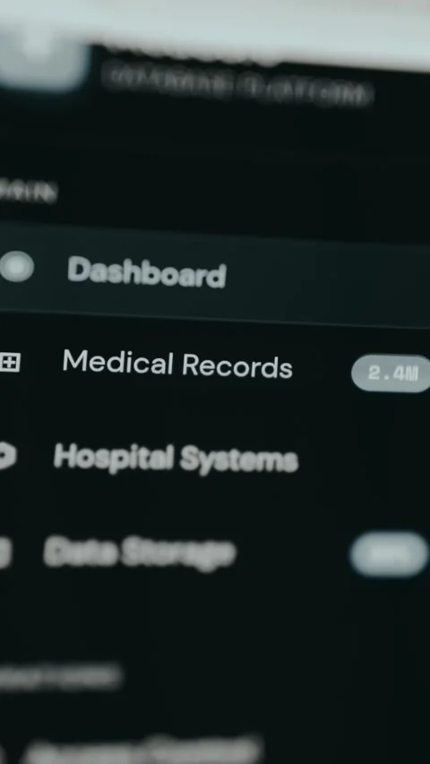 Medical database dashboard with main sections Stock Footage 332054291