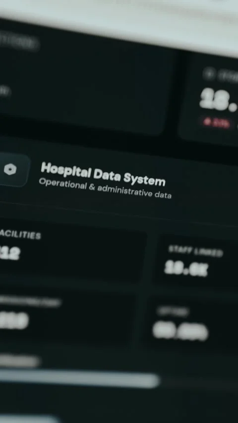 Medical database visualization with linked hospitals, personnel, and patient Stock Footage 332054195